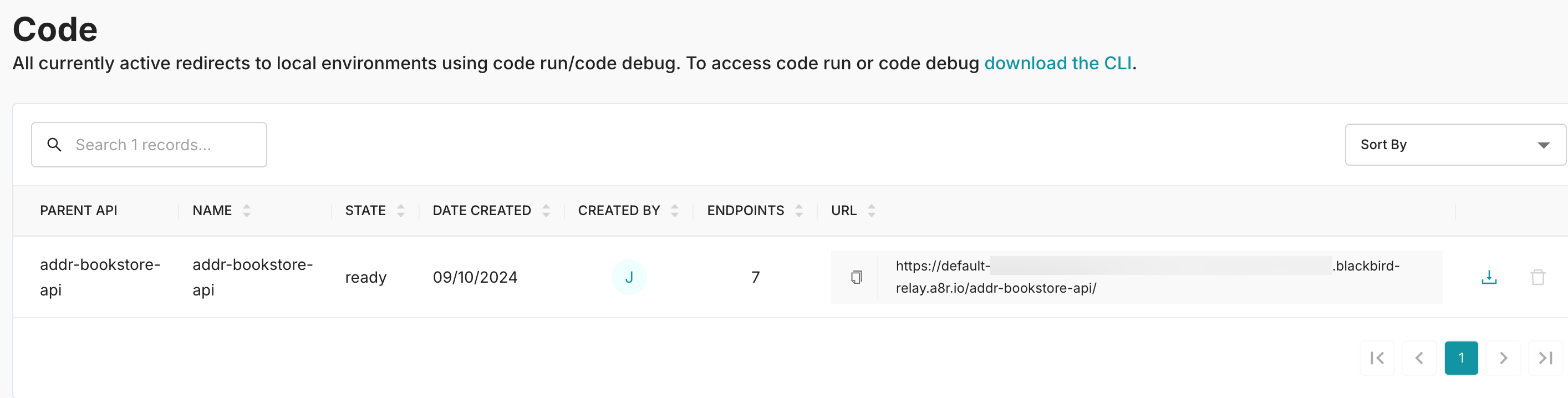 Our remote code access listed in the web UI